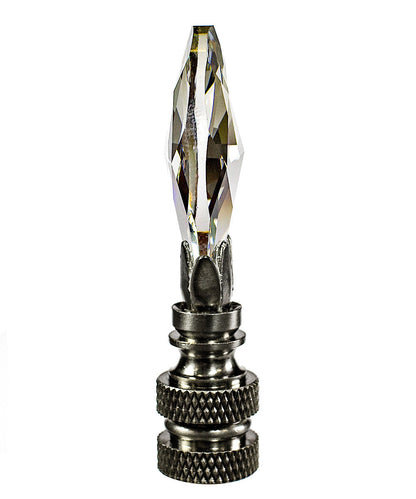 Stephanov Crystal Small Teardrop Nickel Base Lamp Finial 2.5"h