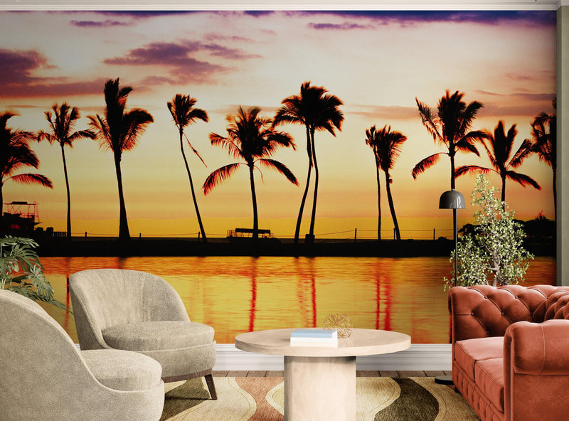 Tropical Sunset Palm Tree Paradise Wall Mural. #6236, view 2