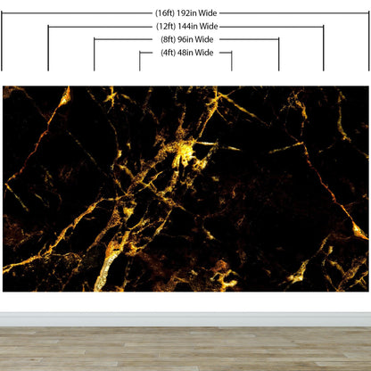 Black and Gold Abstract Marble Stone Peel and Stick Wall Mural. #6239