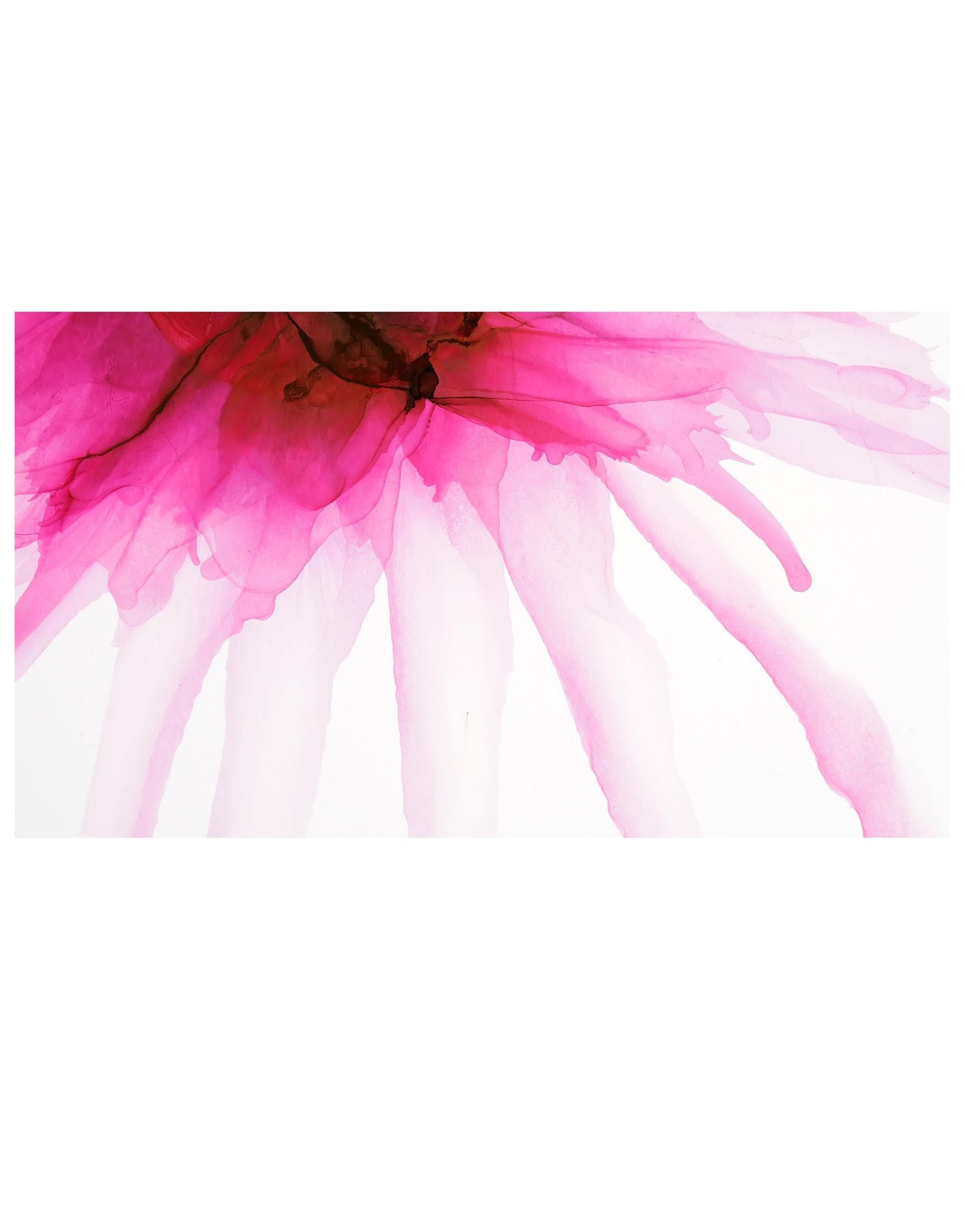 Pink Flower Watercolor Alcohol Ink Stain Abstract Design. Peel and Stick Wall Mural. #6252