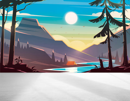 Colorful Colorado Mountain Sunset Mural #6270