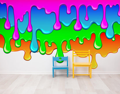Bright Color Dripping Ink Splatter Wall Mural. #6285