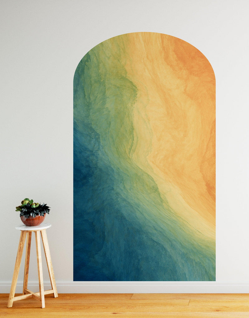 Arch Wall Decal. Colorful Liquid Fluid Watercolor Arch Peel and Stick Wall Decal.