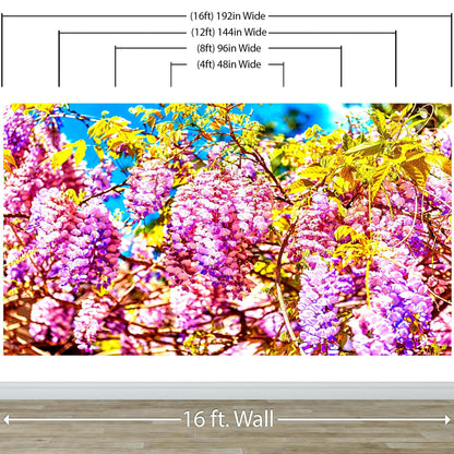 Colorful Purple Wisteria Flower Wall Mural. Peel and Stick Wallpaper. #6307