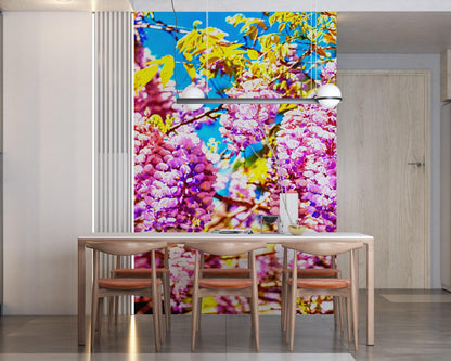 Colorful Purple Wisteria Flower Wall Mural. Peel and Stick Wallpaper. #6307