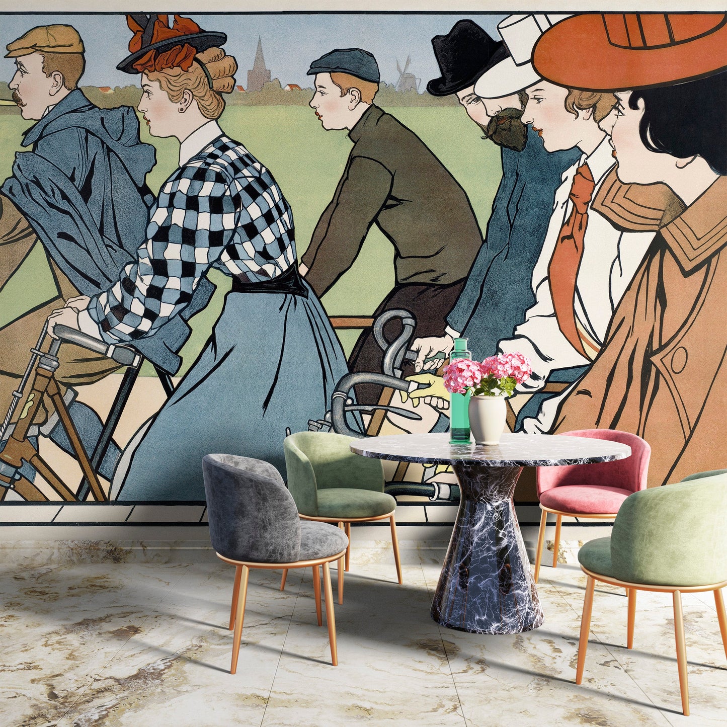 Vintage Hamers Rijwielen Bicycle Artwork Wall Mural. By Johann Georg Can Caspel. Peel and Stick Wallpaper. #6310