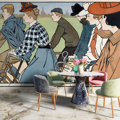 Vintage Hamers Rijwielen Bicycle Artwork Wall Mural. By Johann Georg Can Caspel. Peel and Stick Wallpaper. #6310