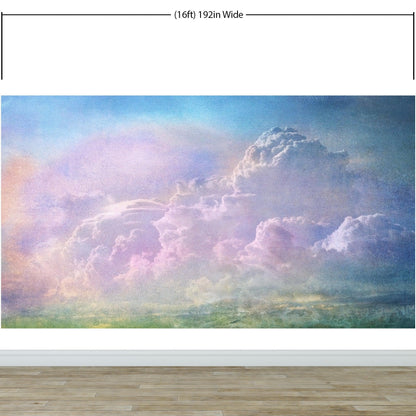 Cloudy Sky View Wall Mural. Abstract Grunge, Scratches and Grainy Design. Peel and Stick Wallpaper. #6326