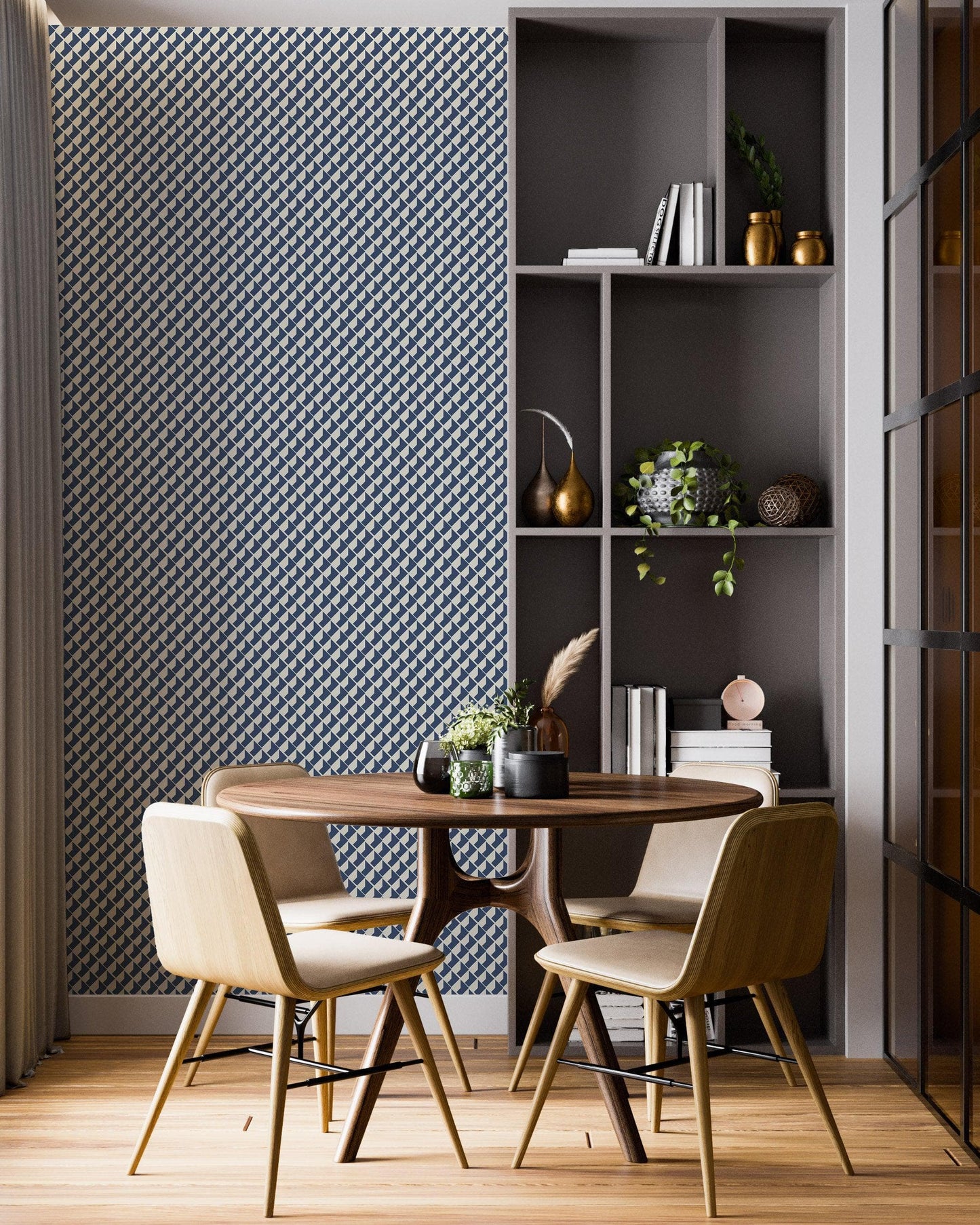 Modern Geometric Shape Pattern Wall Mural. Minimalist Mosaic Square Box Shape Bauhaus Pattern. #6328