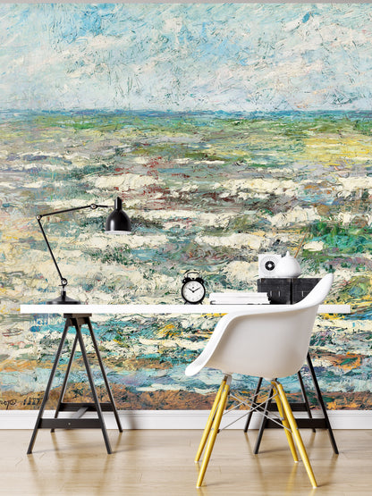 The Sea Painting from 1887 by Jan Toorop. Wall Mural / Peel and Stick Wallpaper. #6334
