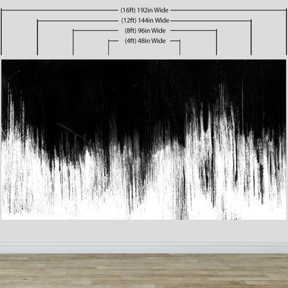 Black and White Grunge Line Art Wall Mural / Peel and Stick Wallpaper. #6336