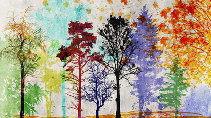 Forest Trees Wall Mural. Abstract Color Print. Peel and Stick Wallpaper / Removable Wall Mural. #6342