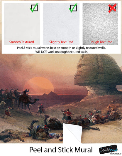 Ancient Egypt Pyramids Wall Mural. Approach of the Simoom Desert of Gizeh illustration by David Roberts. #6343