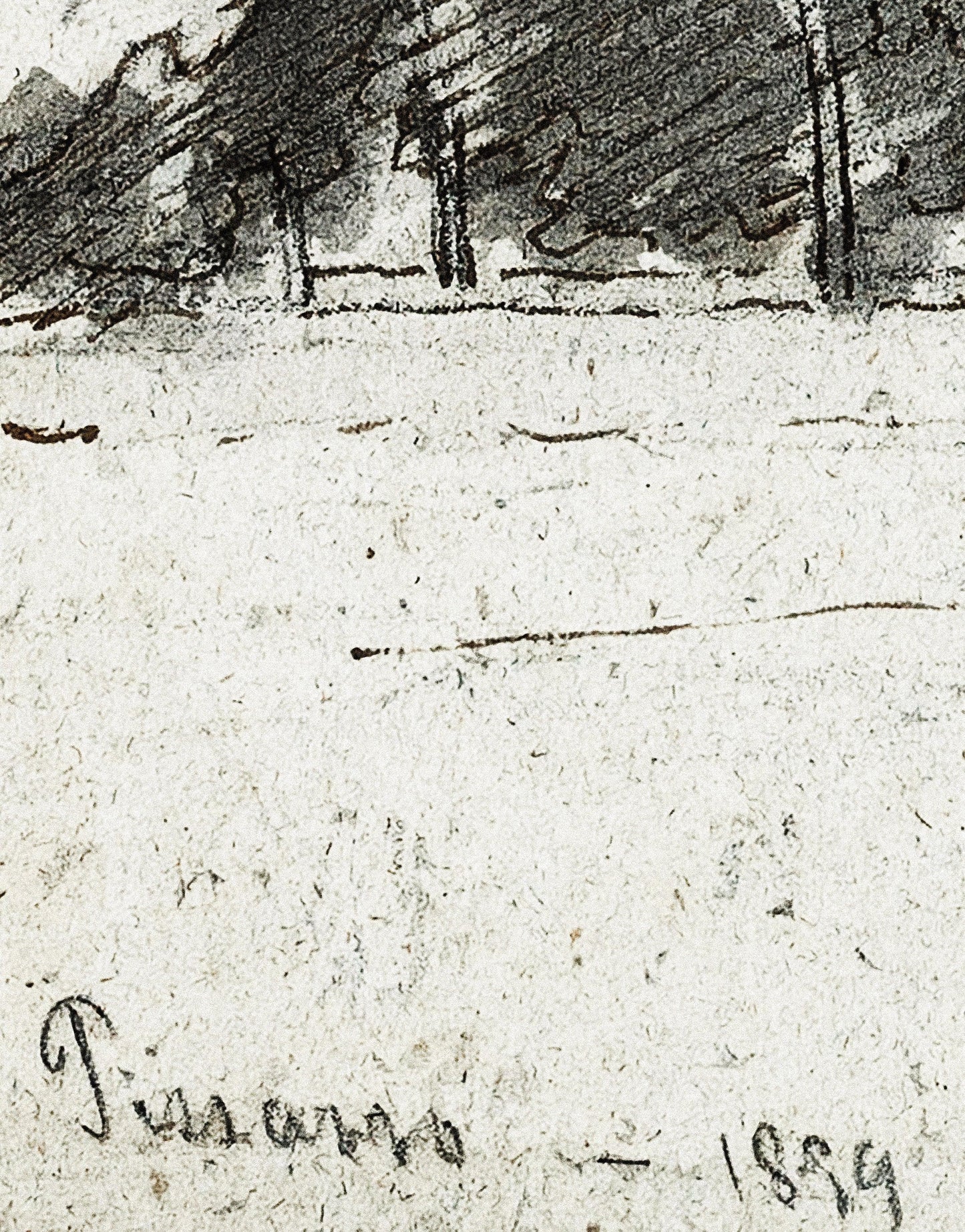 Forest Trees Wallpaper Peel and Stick Mural, Grove of Trees Drawing by Camille Pissarro. #6344