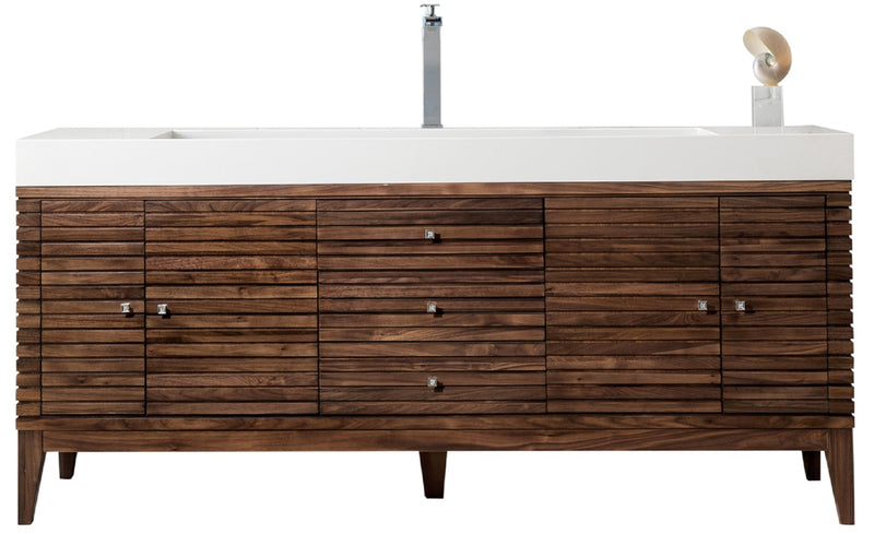 James Martin Linear 72" Single Bathroom Vanity, Mid-Century Walnut