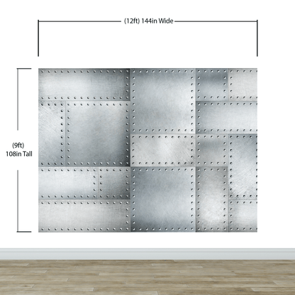 Stainless Steel Metal Grunge Design Wall Mural. Industrial Theme Peel and Stick Wallpaper. #6350