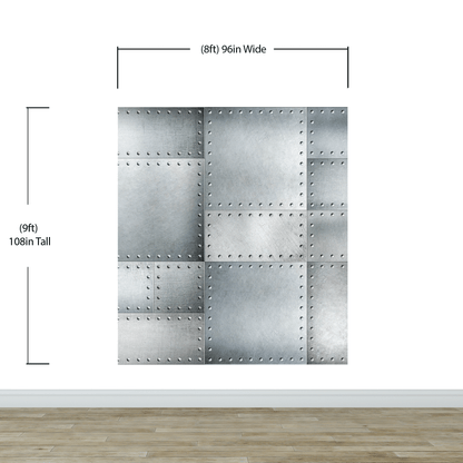Stainless Steel Metal Grunge Design Wall Mural. Industrial Theme Peel and Stick Wallpaper. #6350