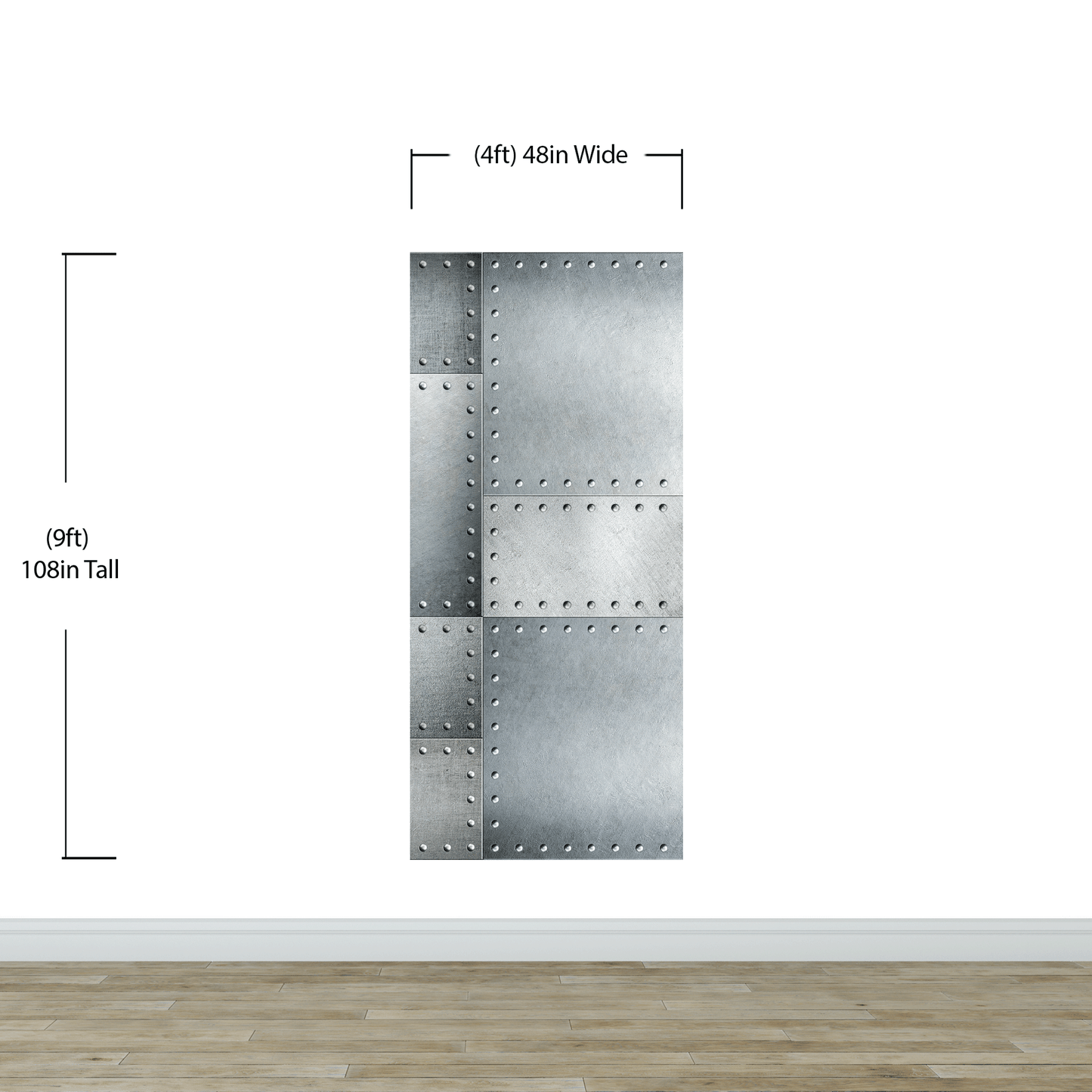 Stainless Steel Metal Grunge Design Wall Mural. Industrial Theme Peel and Stick Wallpaper. #6350