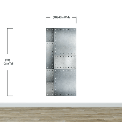 Stainless Steel Metal Grunge Design Wall Mural. Industrial Theme Peel and Stick Wallpaper. #6350