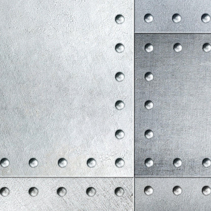 Stainless Steel Metal Grunge Design Wall Mural. Industrial Theme Peel and Stick Wallpaper. #6350