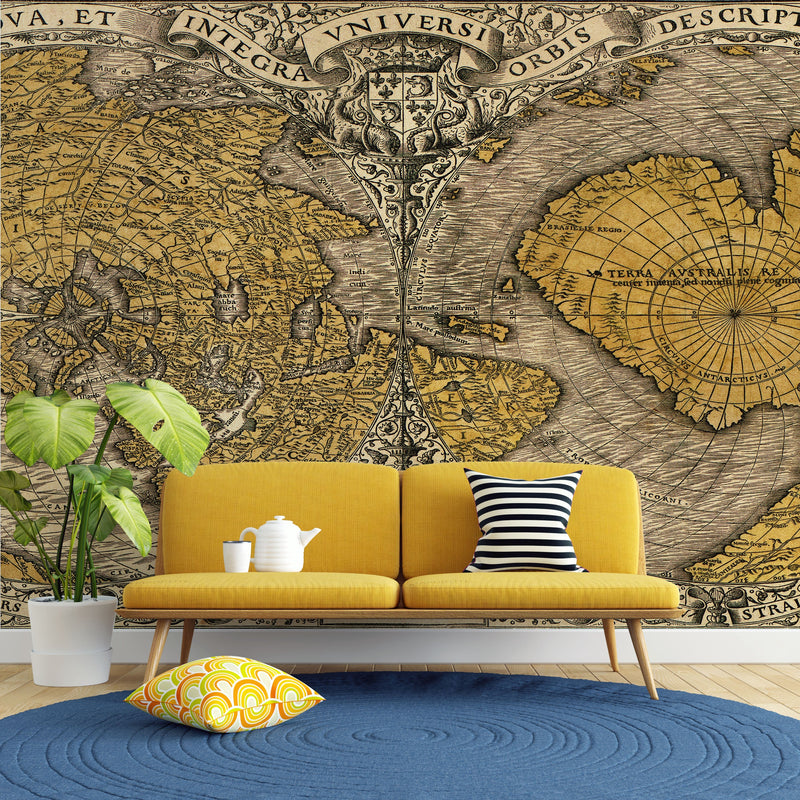 Vintage Antique World Map Wall Mural. Noua, view 2