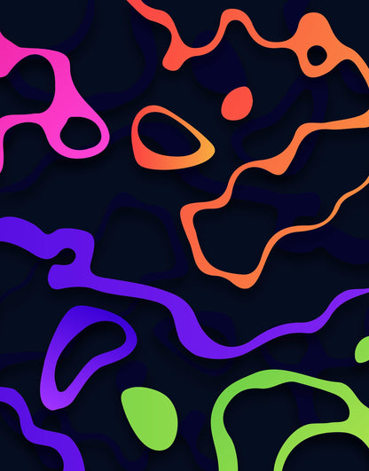 Colorful Abstract Fluid Lines Wallpaper. Peel and Stick Wall Mural. #6358