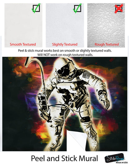 Astronaut Flowing in Space Wall Mural. NASA photo of Astronaut Edward H. White II in space. Peel and Stick Wallpaper. #6359