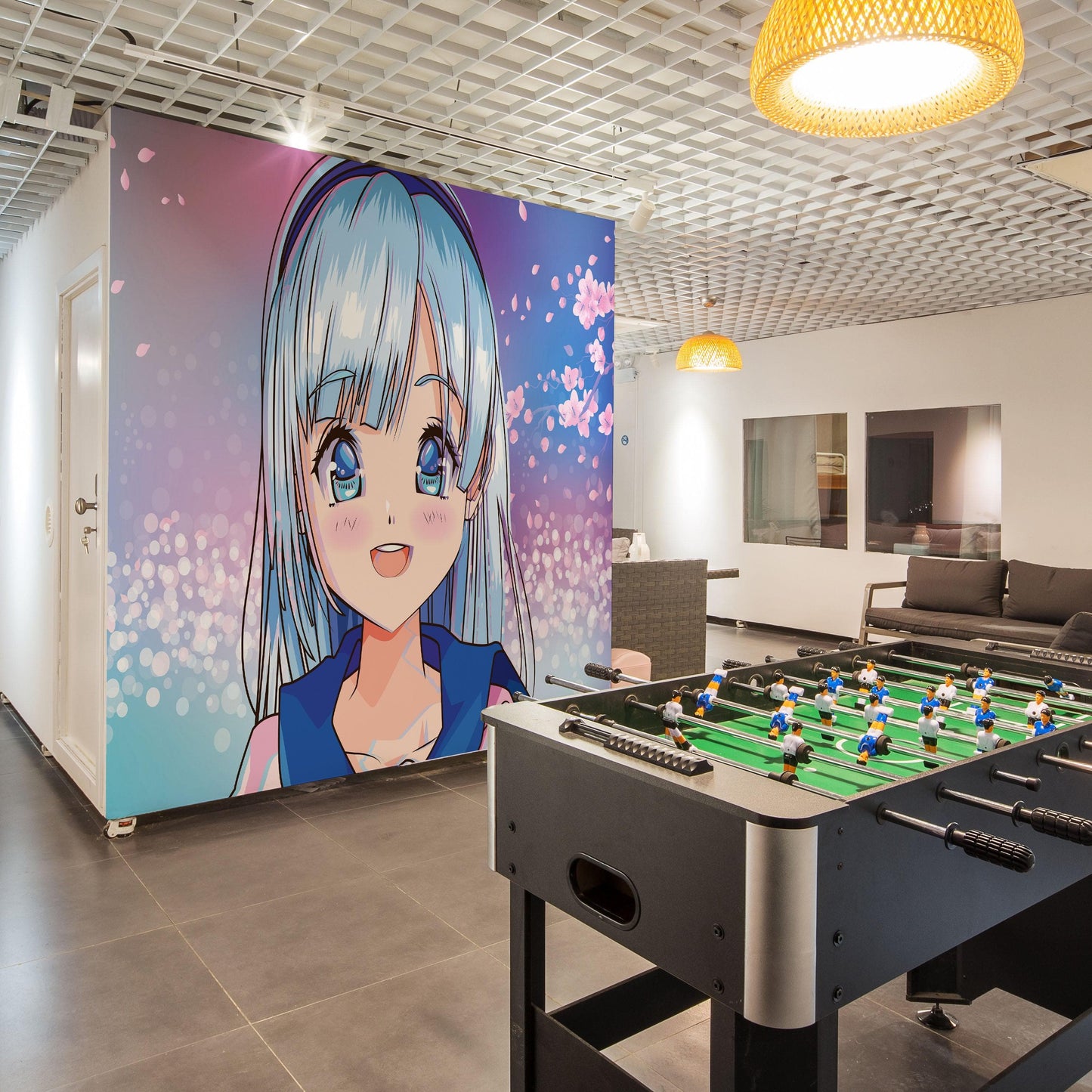 Cute Girl Anime Wall Mural. Japanese Style Animation Design. #6360