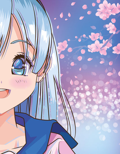 Cute Girl Anime Wall Mural. Japanese Style Animation Design. #6360