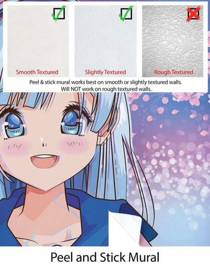 Cute Girl Anime Wall Mural. Japanese Style Animation Design. #6360