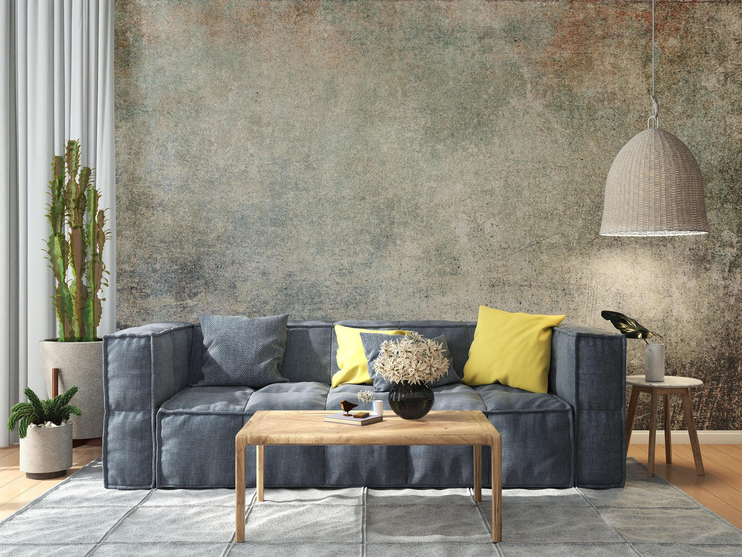Rustic Concrete Wallpaper Wall Decor. Modern Minimalistic Self Adhesive Peel and Stick Wall Mural. #6367