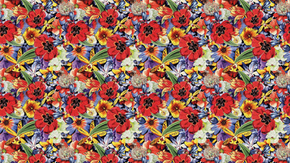 Colorful Blooming Flower Wall Mural. Tropical Floral Design Pattern Peel and Stick Wallpaper. #6370