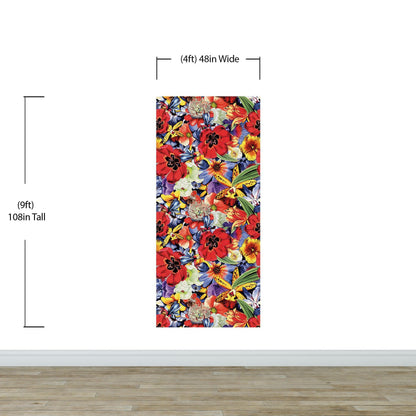 Colorful Blooming Flower Wall Mural. Tropical Floral Design Pattern Peel and Stick Wallpaper. #6370