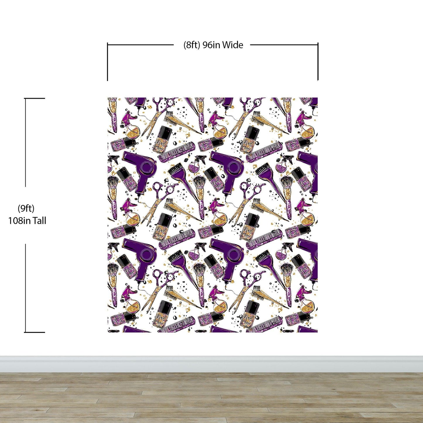 Cosmetic Beauty Room Wall Decor Mural. Fashionista Girl’s Room Decor. Makeup Vanity Decor. Peel and Stick Wallpaper. #6381