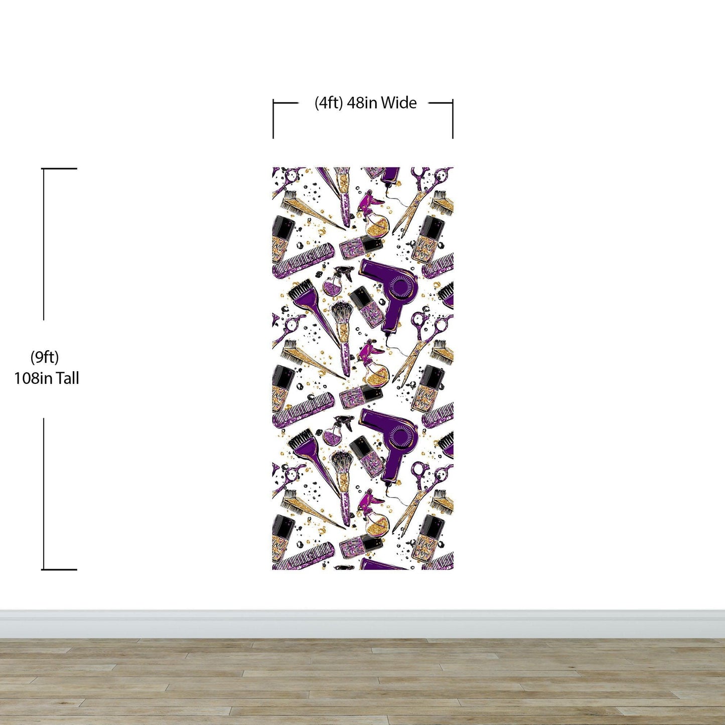 Cosmetic Beauty Room Wall Decor Mural. Fashionista Girl’s Room Decor. Makeup Vanity Decor. Peel and Stick Wallpaper. #6381