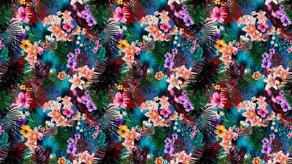 Colorful Tropical Foliage Pattern Wall Mural. Peel and Stick Wallpaper. #6382
