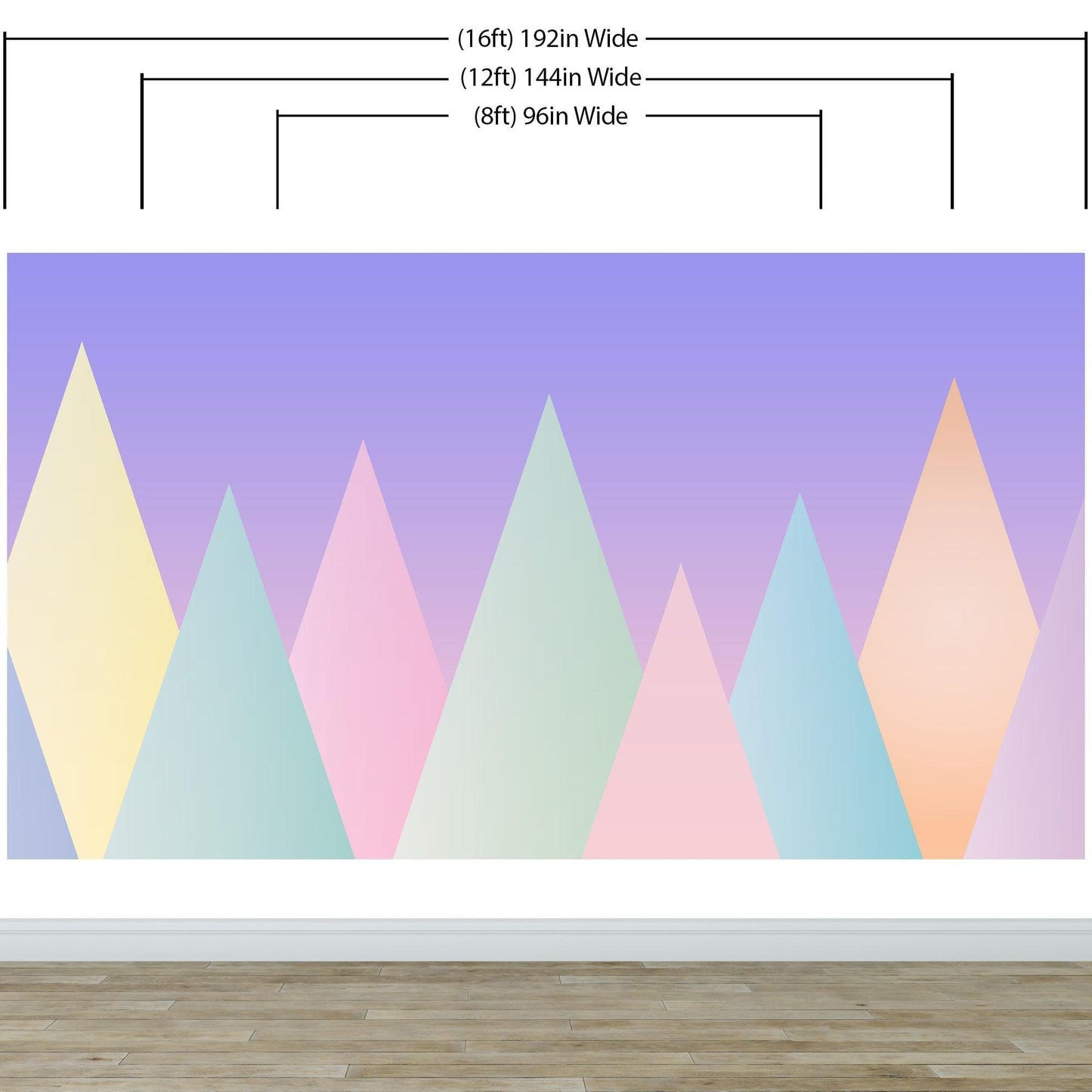 Geometric Triangular Mountain Wall Mural. Pastel Color Peel and Stick Wallpaper. #6388