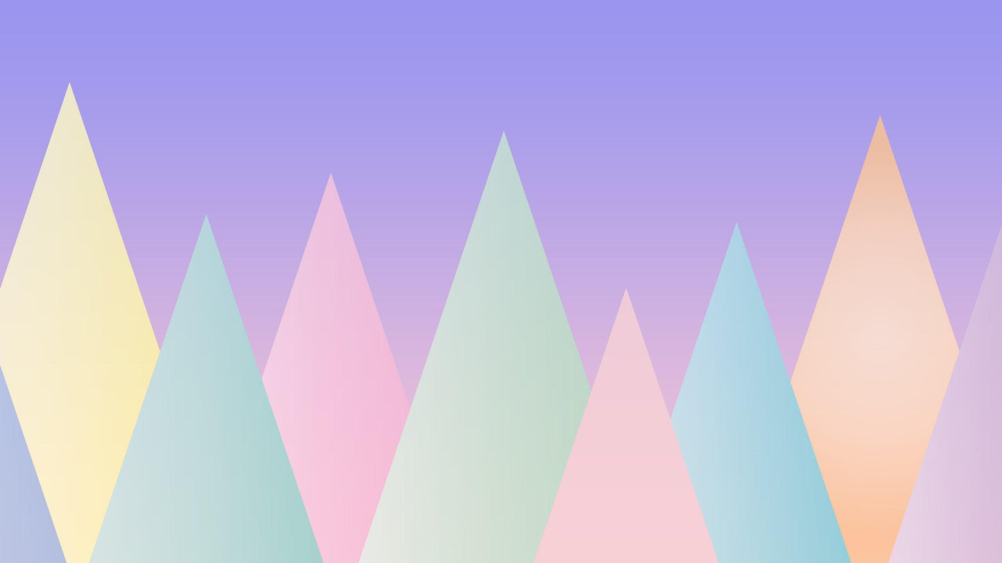 Geometric Triangular Mountain Wall Mural. Pastel Color Peel and Stick Wallpaper. #6388