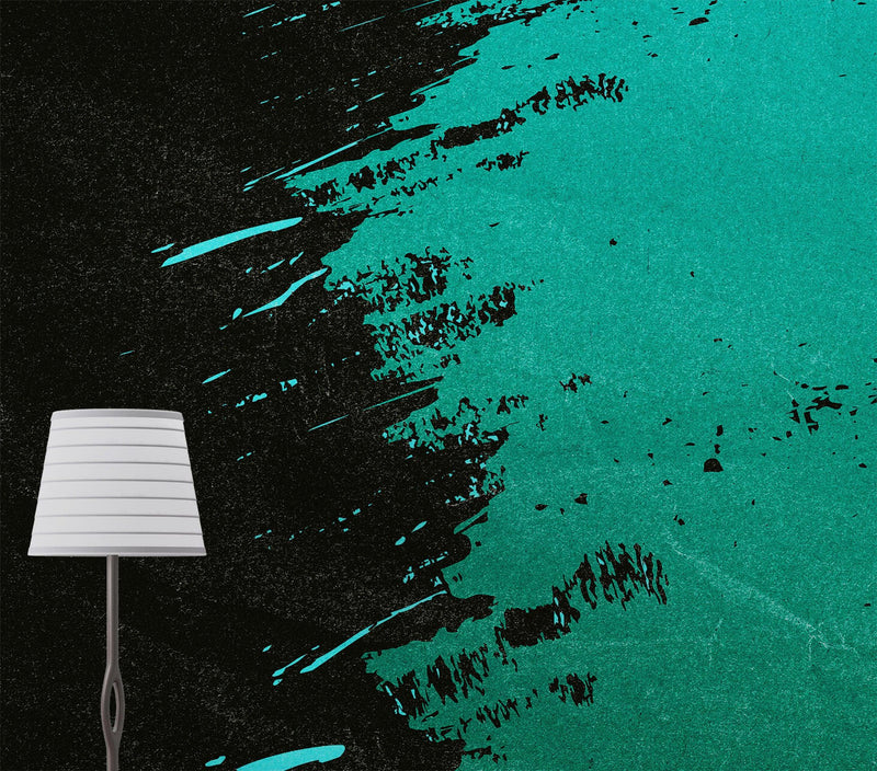Paint Splash Wall Mural. Emerald Green Brush Stroke Peel and Stick Wallpaper. #6391, view 2