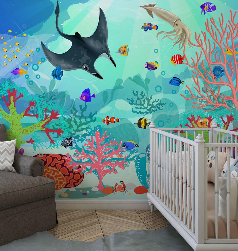 Aquarium Underwater Marine Sea Life Wall Mural. #6397, view 2