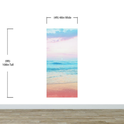 Pastel Color Sunset over the Ocean Horizon Wall Mural. Beach Theme Peel and Stick Wallpaper. #6400