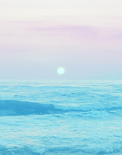 Pastel Color Sunset over the Ocean Horizon Wall Mural. Beach Theme Peel and Stick Wallpaper. #6400