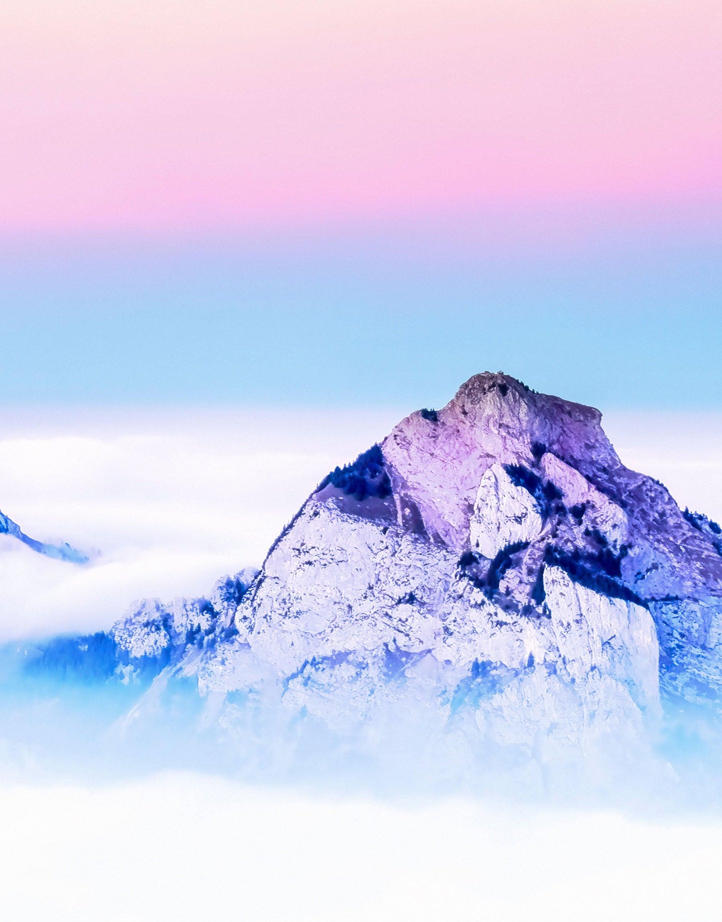 Pastel Color Mountain View on Top of Clouds Wall Mural. Peel and Stick Wallpaper / Removable Wall Mural. #6402