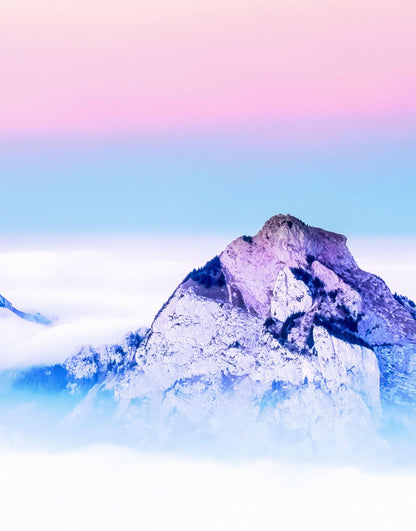 Pastel Color Mountain View on Top of Clouds Wall Mural. Peel and Stick Wallpaper / Removable Wall Mural. #6402
