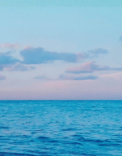 Pastel Color Sunset over Paradise Beach Wall Mural. Pastel Pink and Blue Color Scheme Peel and Stick Wallpaper. #6404