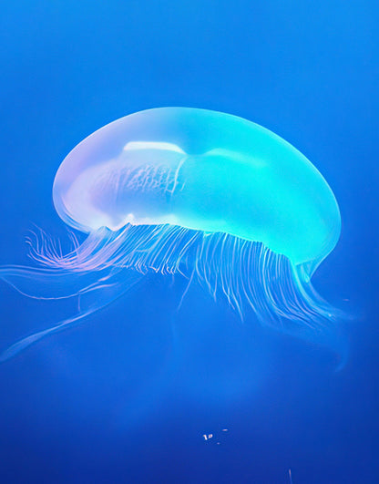 Jellyfish Floating Underwater Wall Mural. Deep Blue Ocean Peel and Stick Wallpaper. #6405