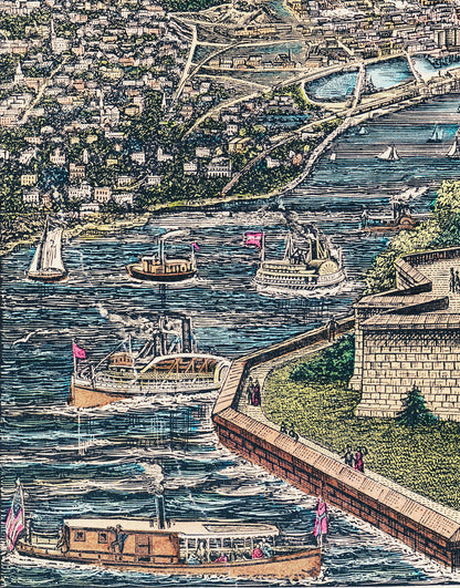 Vintage Illustration of the Statue of Liberty Wall Mural. The Great Bartholdi Statue, Liberty Enlightening the World Peel and Stick Wallpaper. #6409
