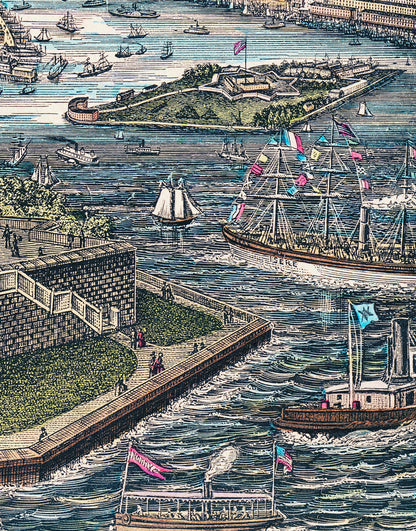 Vintage Illustration of the Statue of Liberty Wall Mural. The Great Bartholdi Statue, Liberty Enlightening the World Peel and Stick Wallpaper. #6409