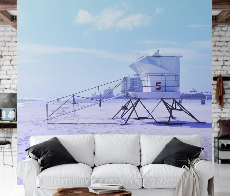 Lifeguard Tower on Pensacola Beach Wall Mural. Pastel Color Theme Peel and Stick, view 2
