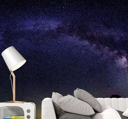 Milky Way Galaxy Stars Wall Mural. Starry Night Over Devils Tower National Monument Park. #6416